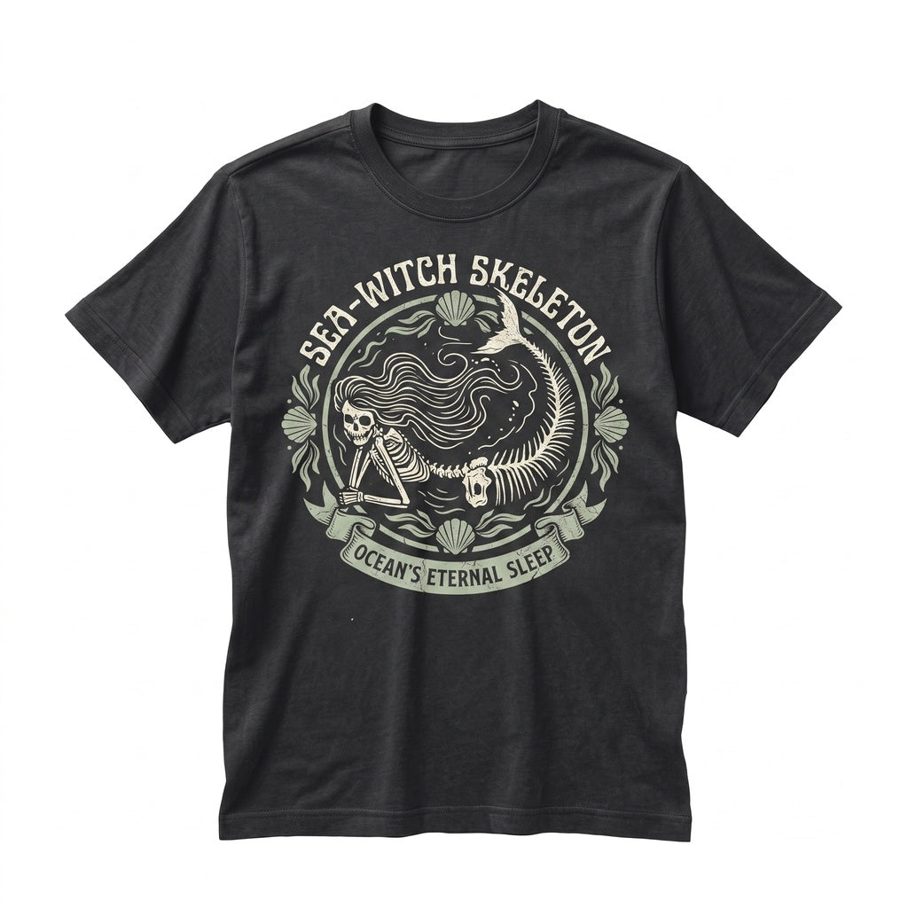 Retro Halloween Skeleton Mermaid Witch Vintage Fall Graphic Unisex TShirt