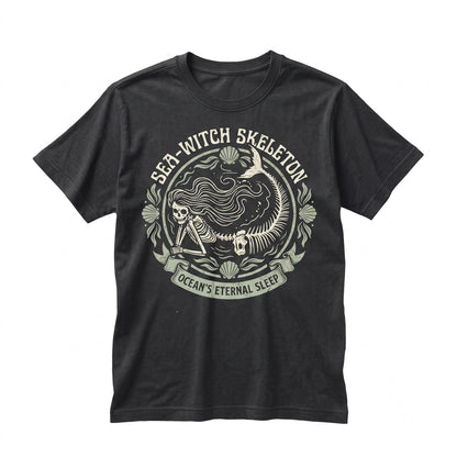 Retro Halloween Skeleton Mermaid Witch Vintage Fall Graphic Unisex TShirt