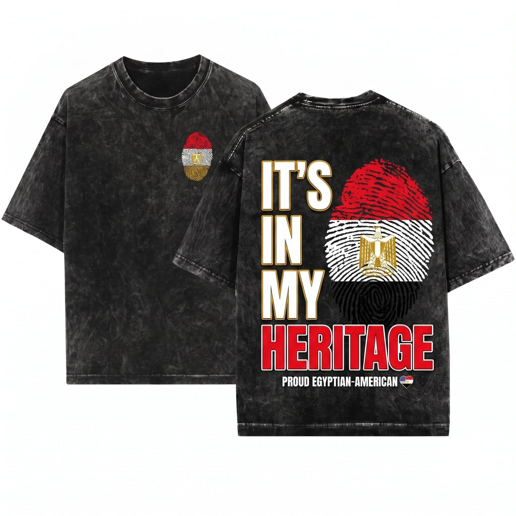 Egyptian Flag DNA National Pride Patriotic Heritage Gift Apparel Unisex Wash T-Shirt