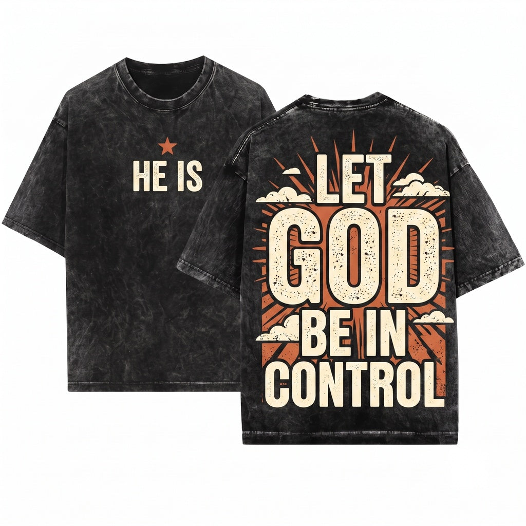 God Is In Control Jesus Lover Inspirational Christian Bible Verse Gift Unisex Wash T-Shirt