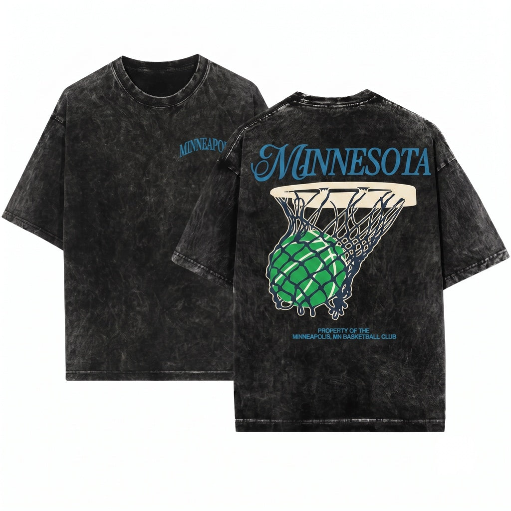 Vintage Minnesota Bball Streetwear Graphic Unisex Wash T-Shirt