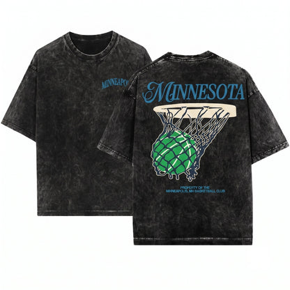 Vintage Minnesota Bball Streetwear Graphic Unisex Wash T-Shirt
