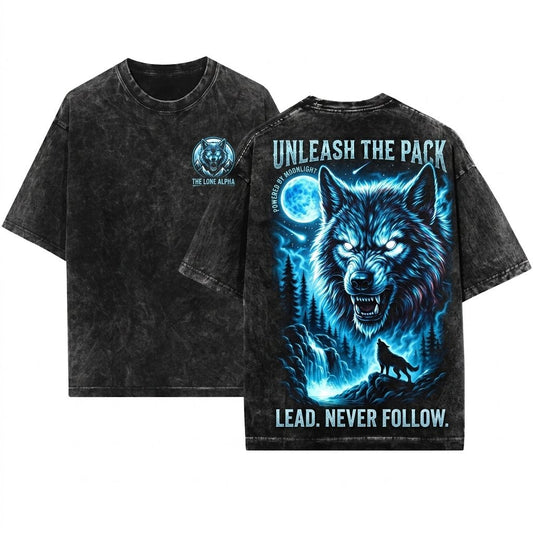 Vintage Werewolf Retro Full Moon Gothic Horror Halloween Mythical Beast Dark Forest Art Unisex Wash T-Shirt
