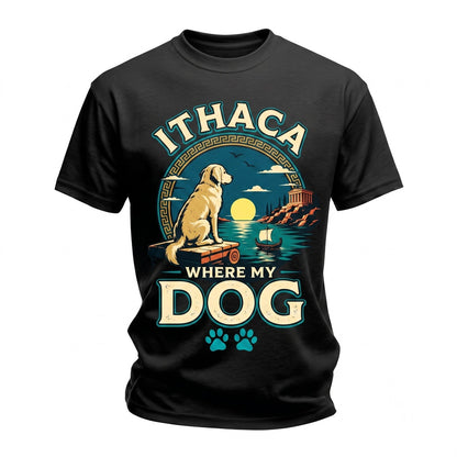 Ithaca Is Where My Dog Is Vintage Golden Retriever Lover Graphic Unisex TShirt