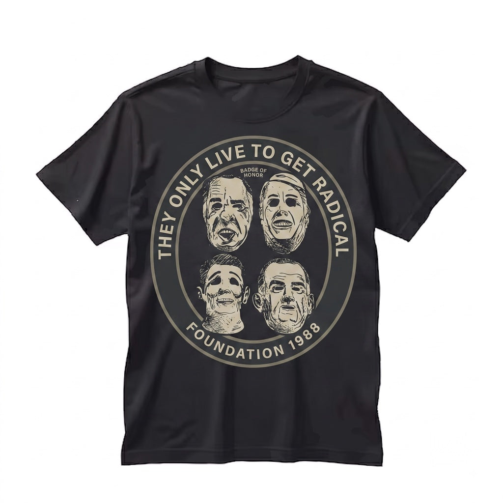 Vintage 1990s Surfer Action Film Point Bank Heist Presidents Mask Graphic Cotton Top Unisex TShirt