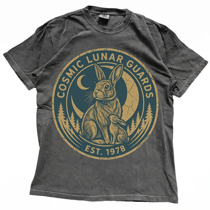 Vintage 90s Funny Howling Bunny at Full Moon Easter Gift for Rabbit Lovers Unisex TShirt