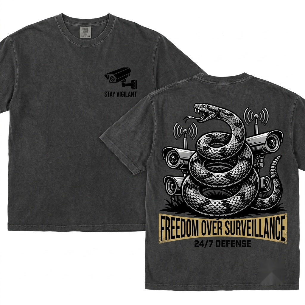 Dont Flock Me Funny Liberty Snake Privacy Graphic Unisex Wash T-Shirt