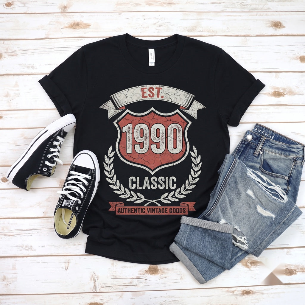Vintage 1990 Thirtieth Birthday Gift Apparel Retro Age Celebration Graphic Outfit Unisex TShirt