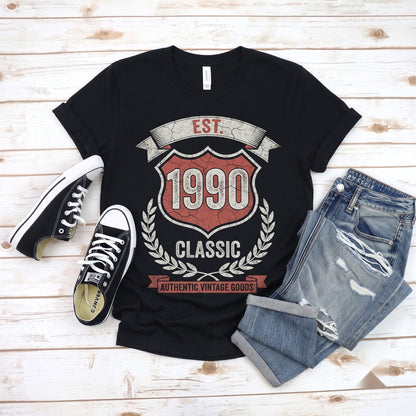 Vintage 1990 Thirtieth Birthday Gift Apparel Retro Age Celebration Graphic Outfit Unisex TShirt