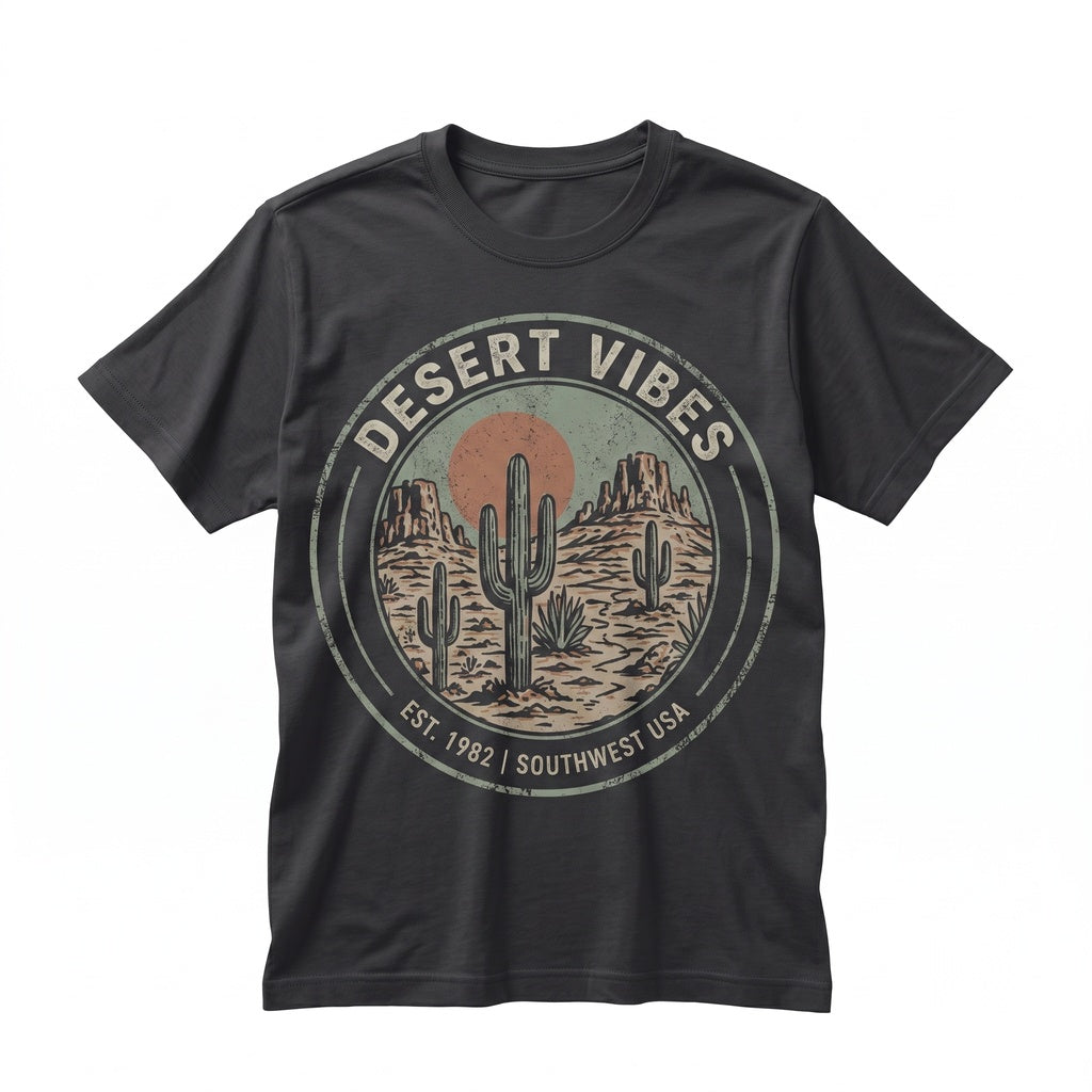 Vintage Desert Cactus Graphic Retro Southwest Boho Landscape Nature Adventure Gift Unisex TShirt