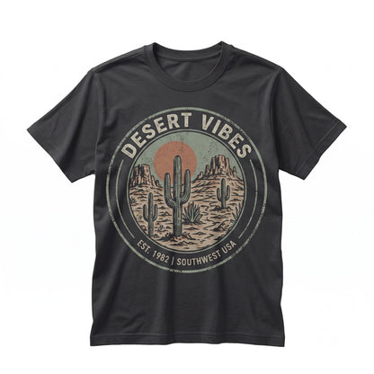 Vintage Desert Cactus Graphic Retro Southwest Boho Landscape Nature Adventure Gift Unisex TShirt