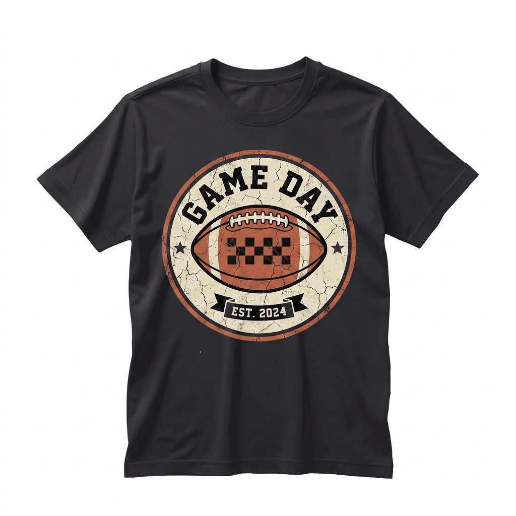 Checkered Retro Game Day Football Baseball Soccer Fan School Sport Unisex TShirt
