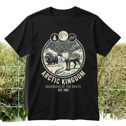 Retro Arctic Wildlife Graphic Polar Bear Caribou Northern Lights Nature Gift Unisex TShirt