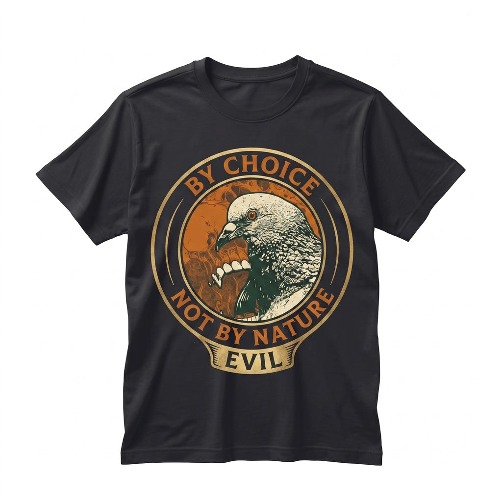Evil By Choice Funny Japanese Pigeon Graphic Streetwear Aesthetic Retro Harajuku Bird Vintage Humor Mens Womens Unisex TShirt