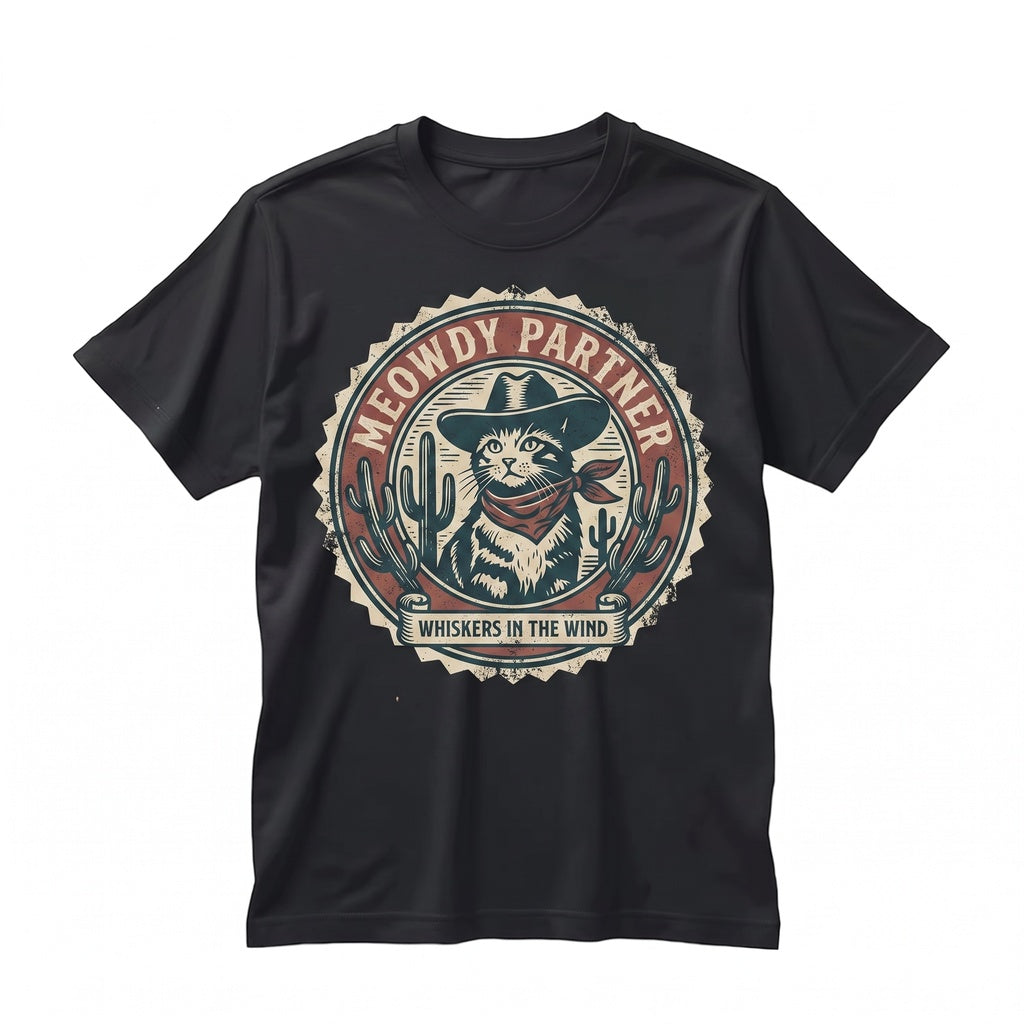 Funny Meowdy Partner Cowboy Cat Western Graphic Pet Lover Gift Unisex TShirt