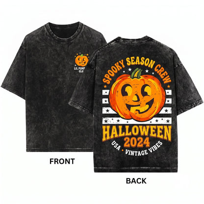 Preppy Cute Halloween Pumpkin Jack OLantern Unisex Wash T-Shirt