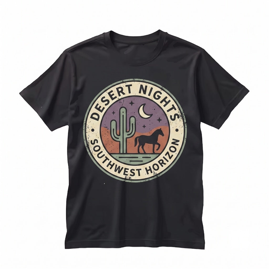 Vintage 90s Western Desert Horse Graphic Tee, Retro Southwest Cactus Rodeo Country Boho Unisex TShirt