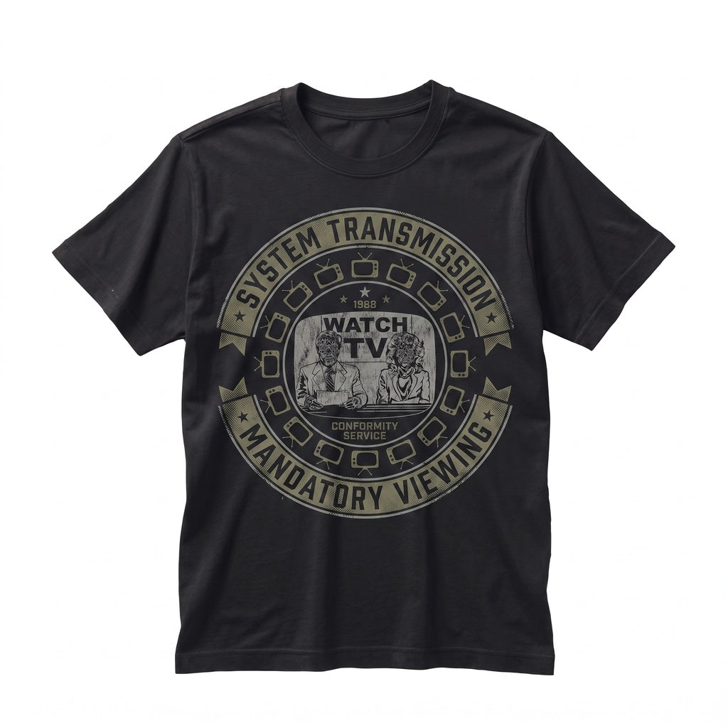Watch TV Obey Anti Establishment 1980s Sci-Fi Horror Action Aliens Faded Heavyweight Unisex TShirt