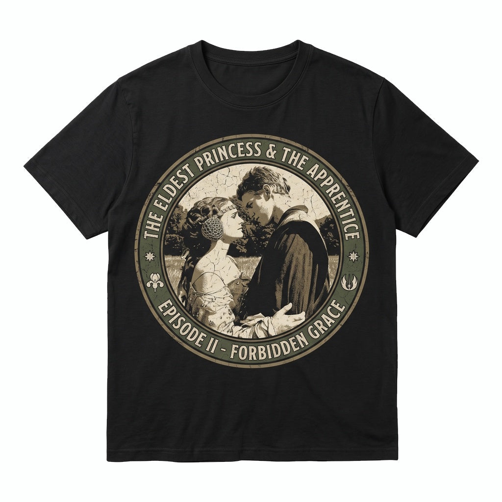 Retro Anakin and Padmé Graphic Tee Vintage Sci-Fi Galactic Romance Apparel Unisex TShirt