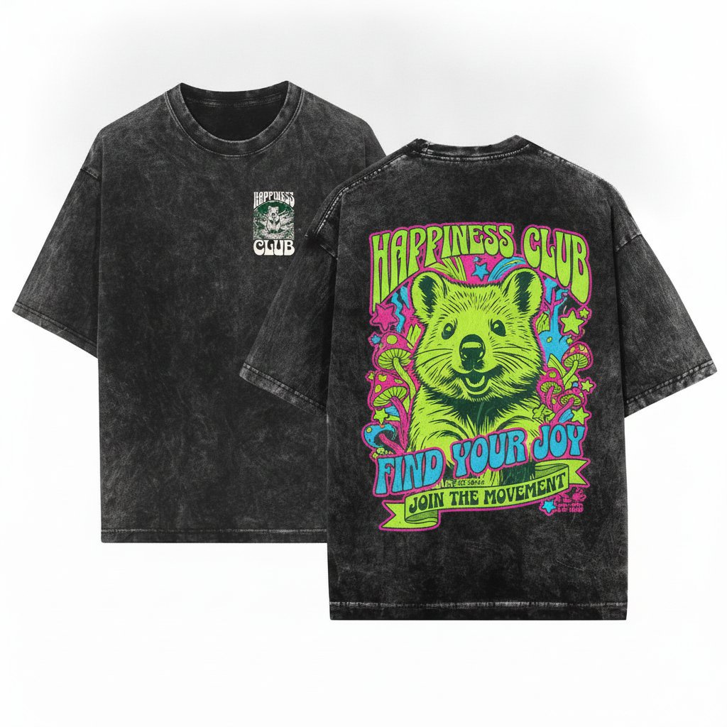 Quokka Happiness Club Vintage Cute Animal Lover Gift Unisex Wash T-Shirt