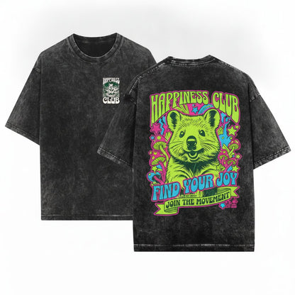 Quokka Happiness Club Vintage Cute Animal Lover Gift Unisex Wash T-Shirt