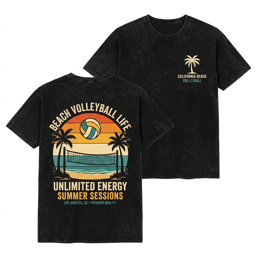 Beach Volleyball Player Coach Ocean Sports Lover Gift Athlete Graphic Unisex Wash T-Shirt