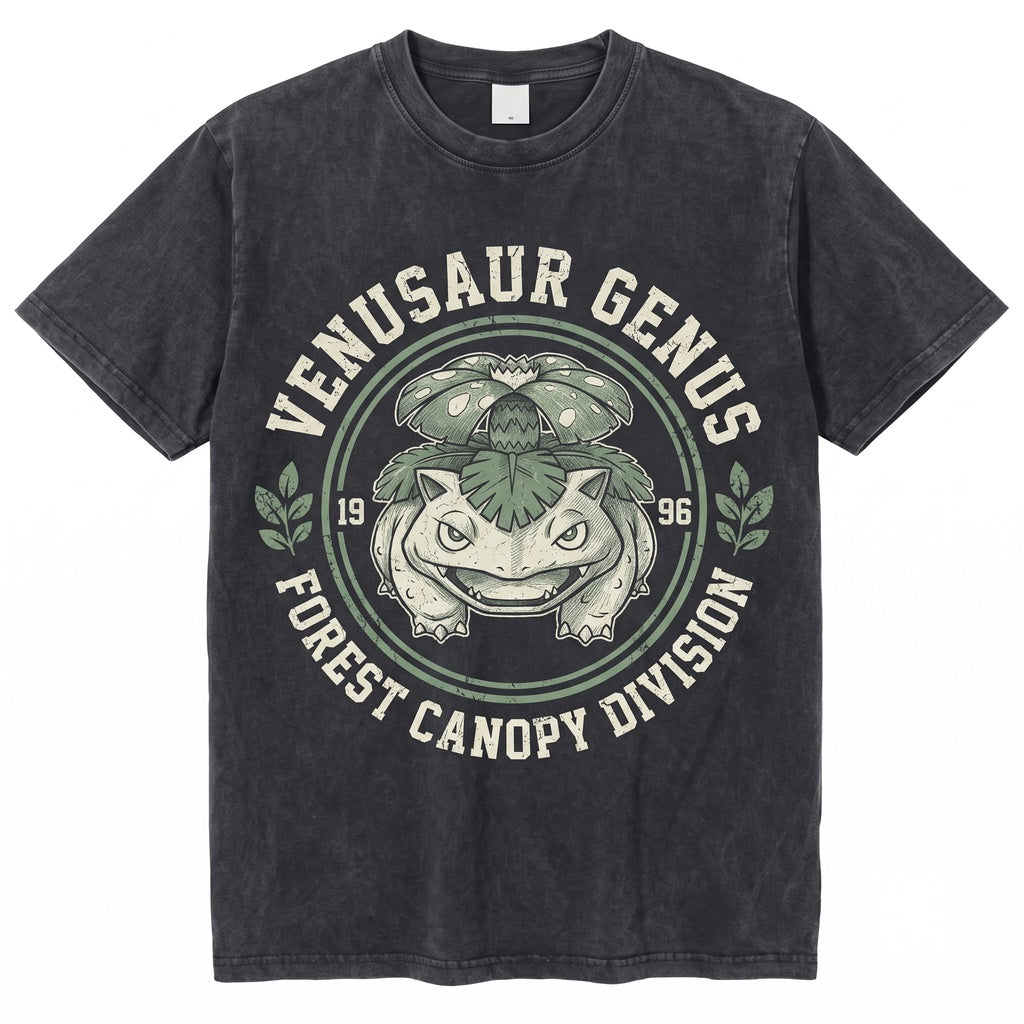 Bulbasaur Venusaur Botanical Grass Starter Anime Vintage Wash Sleeveless Gamer Graphic Gift Unisex TShirt