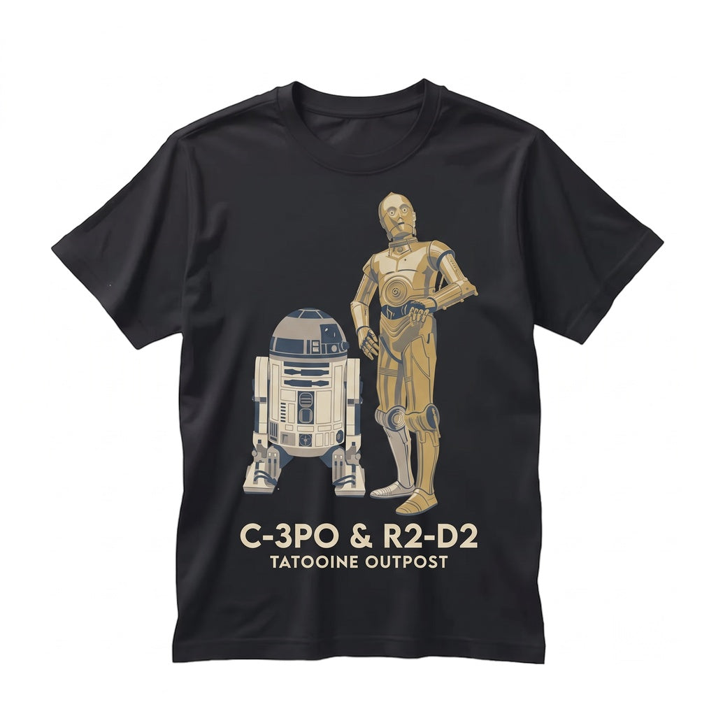 Oversized R2-D2 C-3PO Galaxy Sci-Fi Droids Graphic Retro Hope Cotton Apparel Fan Gift Unisex TShirt