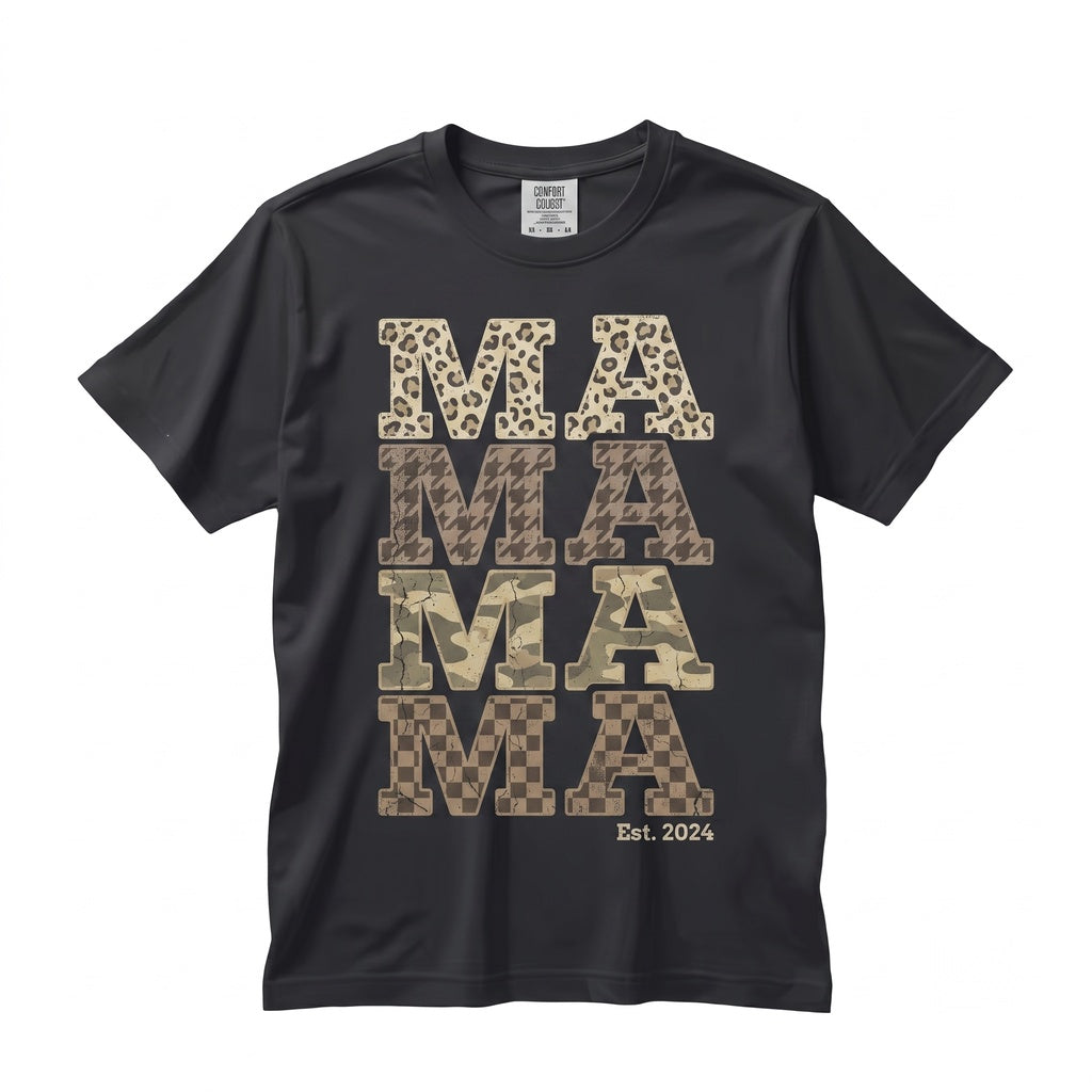 Mama Mothers Day Leopard Print Camo Checkered Varsity Graphic Unisex TShirt