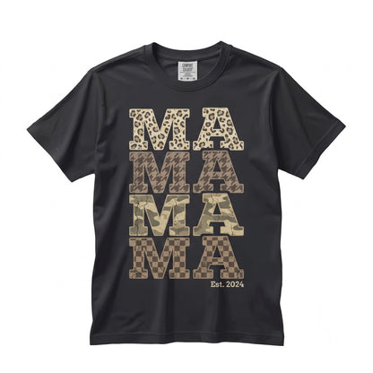 Mama Mothers Day Leopard Print Camo Checkered Varsity Graphic Unisex TShirt
