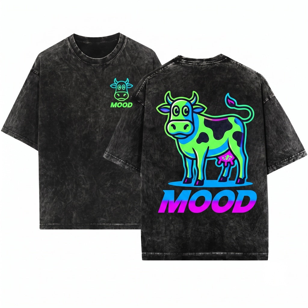 Funny Moody Cow Mental Health Positivity Gift Unisex Wash T-Shirt