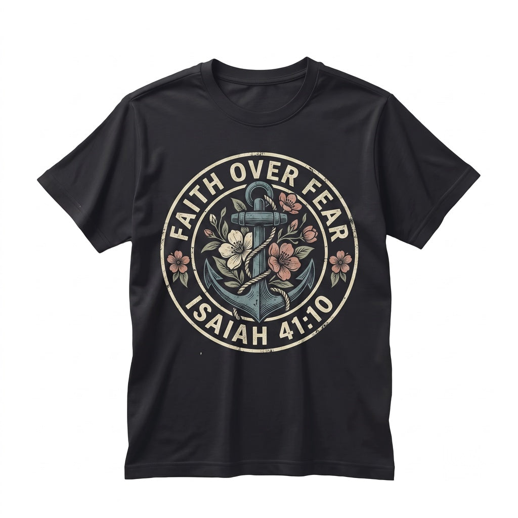 Faith Over Fear Floral Bible Verse Christian Religious Gift Unisex TShirt