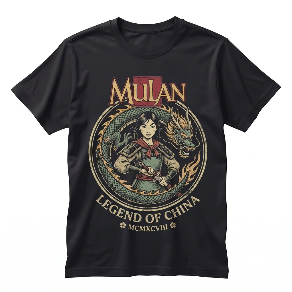 Vintage Chinese Warrior Princess Mushu Dragon Theme Park Vacation Family Graphic Apparel Gift Unisex TShirt