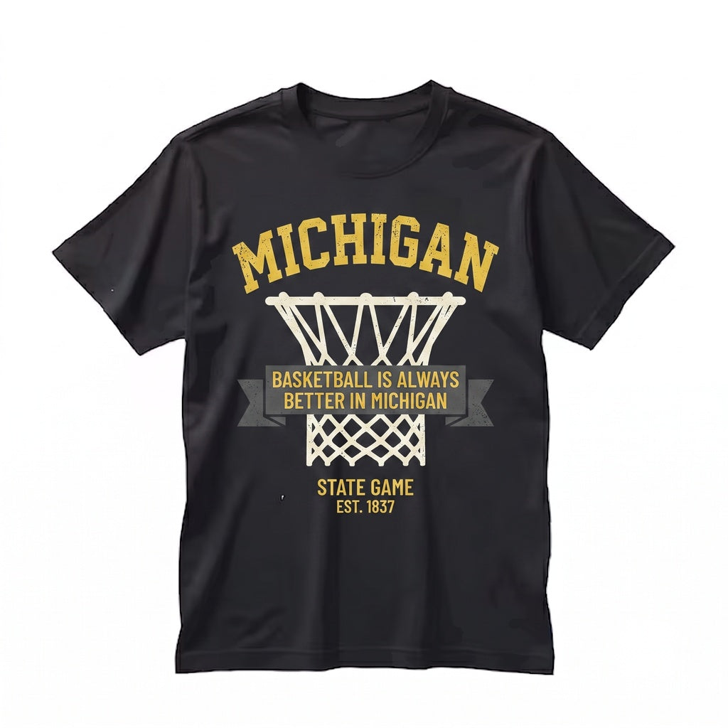 Vintage Michigan Basketball Graphic Minimalist Streetwear Hoops Unisex TShirt