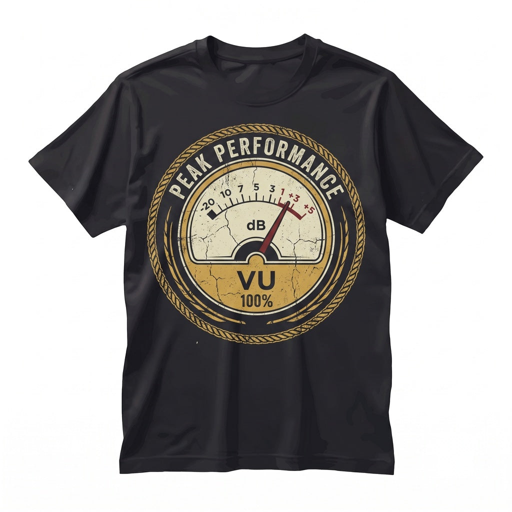 Retro VU Meter Decibel Sound Level Graphic Vintage Audio Music Producer Gift Unisex TShirt