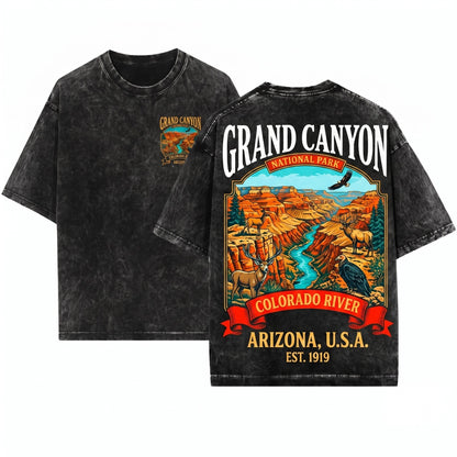 Vintage Grand Canyon Arizona National Park Retro Travel Landscape Adventure Gift Unisex Wash T-Shirt