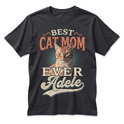 Retro Sunset Cat Mom Vintage Pet Portrait Unisex TShirt