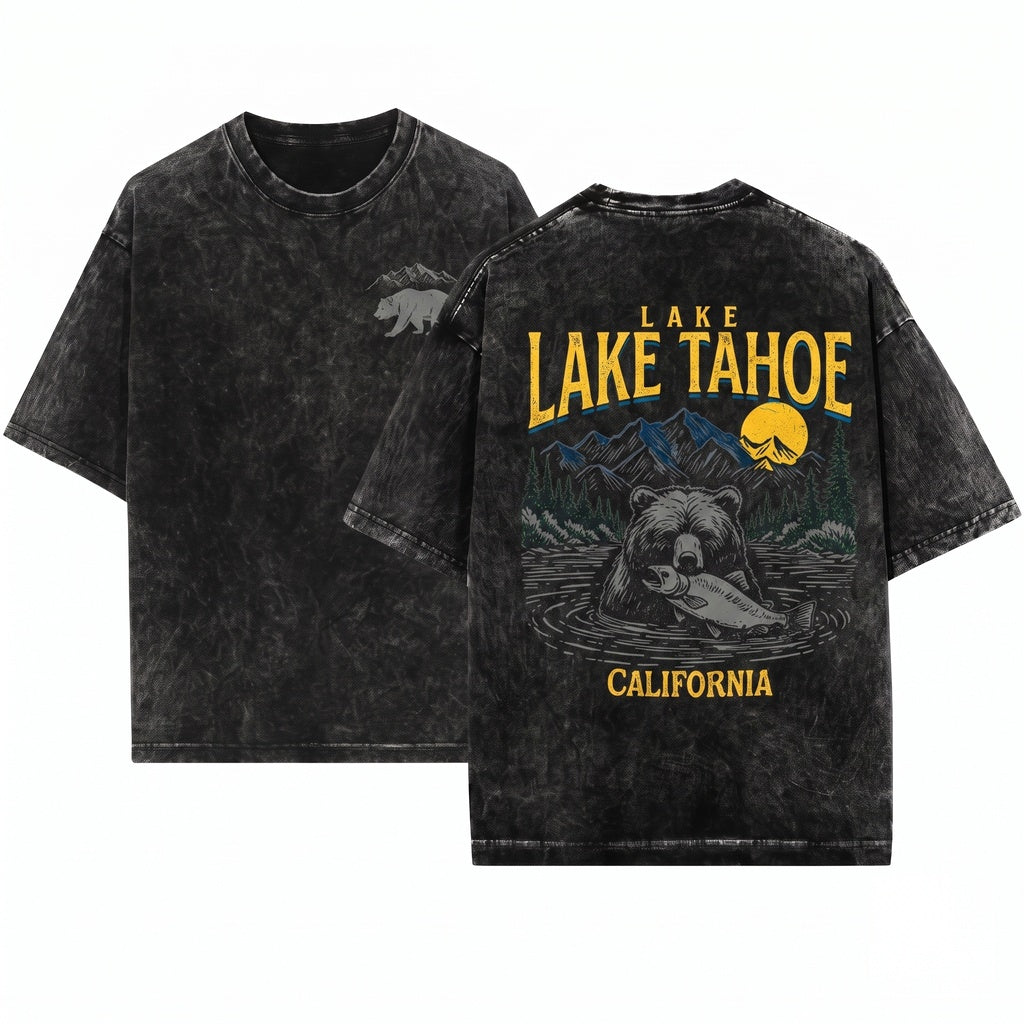 Lake Arrowhead California Mountain Travel Graphic Unisex Wash T-Shirt