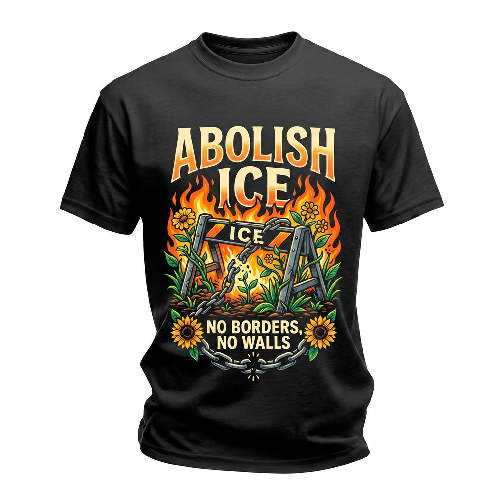 Abolish ICE No Borders Walls Human Rights Activist Social Justice Graphic Unisex TShirt