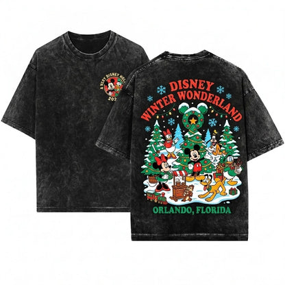 Vintage Mouse Friends Christmas Party Sweater Unisex Wash T-Shirt
