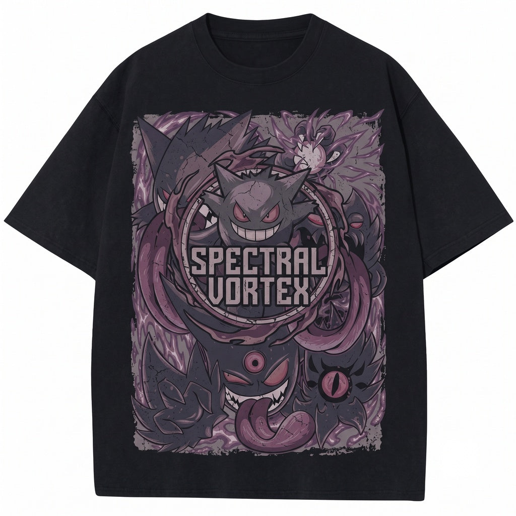 Vintage WashGengar Evolution Vintage Wash Haunter Gastly Ghost Anime Graphic Spooky Kawaii Streetwear Oversized Unisex TShirt
