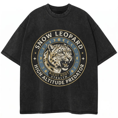 Vintage Snow Leopard Moon Retro Graphic Big Cat Lovers Funny Oversized Unisex TShirt