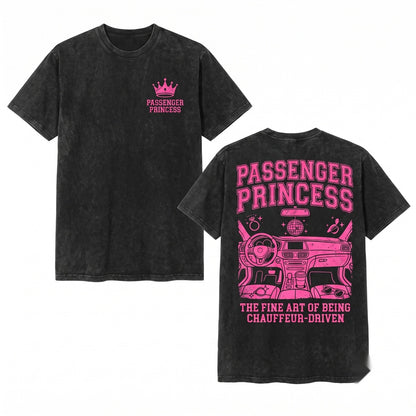 Passenger Princess Sassy Funny Bright Pink Graphic Novelty Vintage Unisex Wash T-Shirt