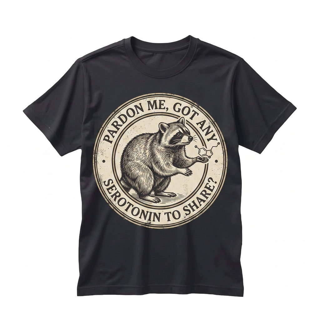 Funny Raccoon Meme Serotonin Mental Health Apparel Graphic Animal Lover Present Unisex TShirt