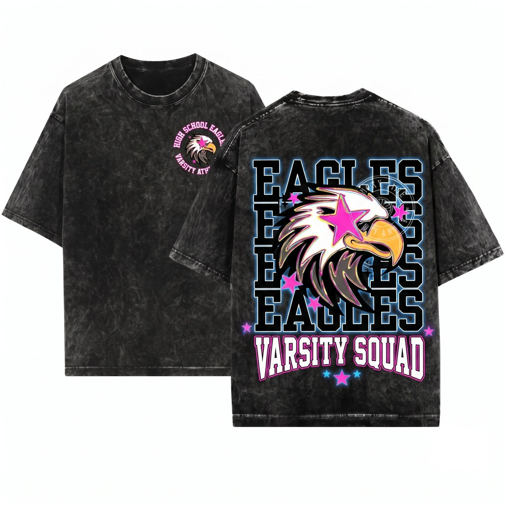 Custom Eagles School Spirit Team Game Day Cheer Mascot Preppy Unisex Wash T-Shirt