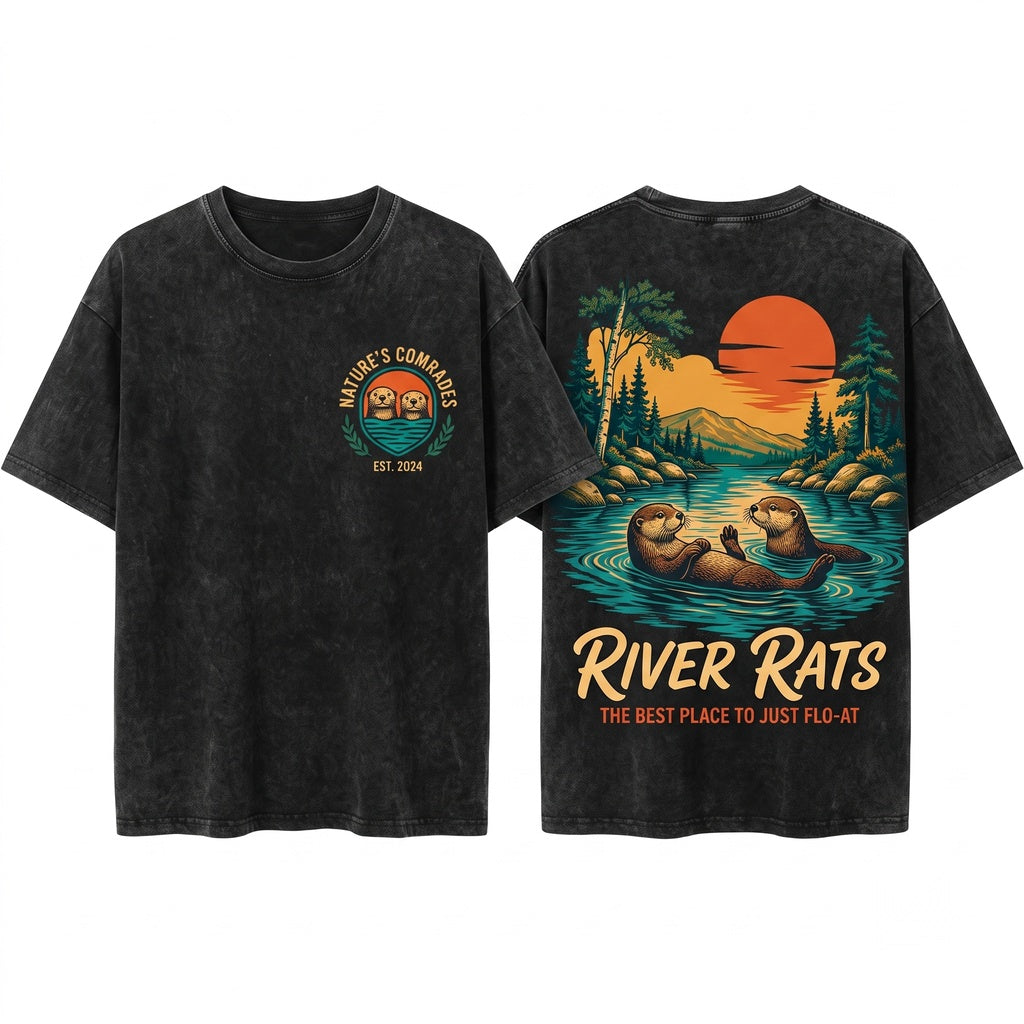 Otter Apparel Scenic Sunset Forest Graphic Unisex Wash T-Shirt