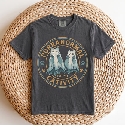 Purranormal Cativity Funny Ghost Halloween Spooky Feline Lover Gift Unisex TShirt