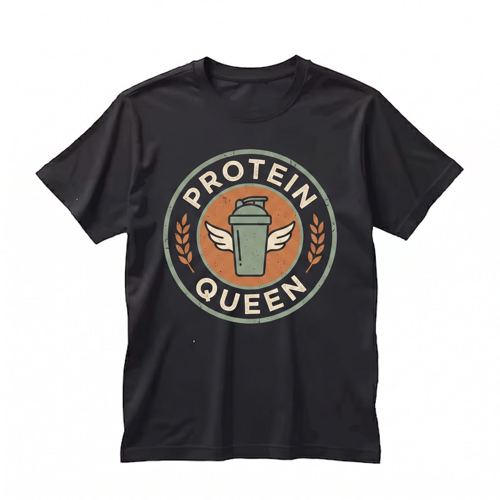 Protein Queen Retro Fitness Groovy Gym Workout Graphic Apparel Unisex TShirt