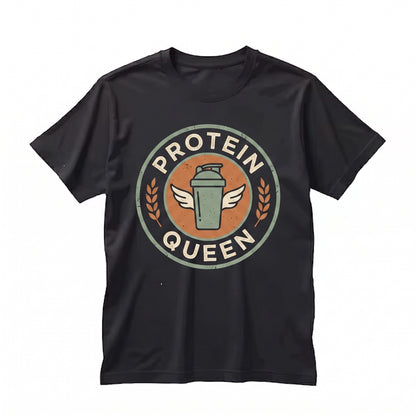 Protein Queen Retro Fitness Groovy Gym Workout Graphic Apparel Unisex TShirt