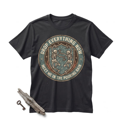 Drop Everything Now Distressed Skeleton Oversized Vintage Love Sparks Pouring Rain Halloween Unisex TShirt